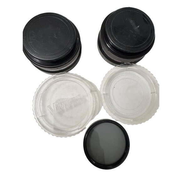 Vintage Yashikor Aux Telephoto & Wide Lens Set Vivitar 55mm Lens Leather Case - Picture 10 of 16